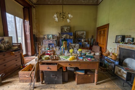 A recreated flower preparation room, part of the exhibition at Brodsworth Hall