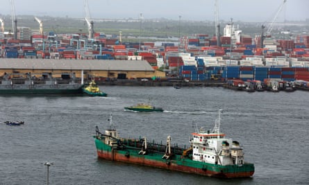 The port complex in Lagos, Nigeria.