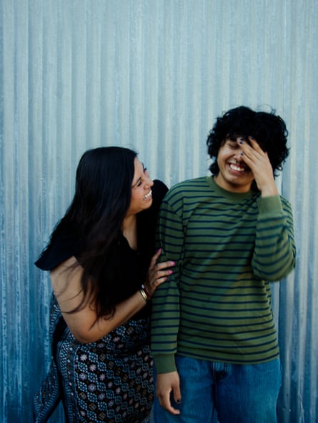 two people laughing