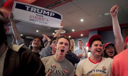 Supporters of Trump react as the state of Texas is called in his favour.