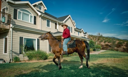 ‘I thought America was going to collapse unless I did something’: William Johnson, chairman of the American Freedom Party, at home on his ranch  near Pasadena.