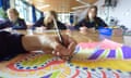 Students working in their school art classroom, England. Labour has criticised low morale among teachers and a drop in arts provision.