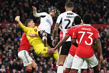 Tom Heaton in the thick of the action against Charlton in January 2023.