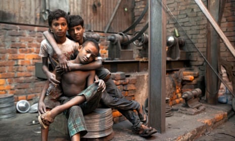Children, like these working inside this aluminium pot factory in Dhaka, constitute 15.2 million of those trapped in modern slavery according to the latest global figures.