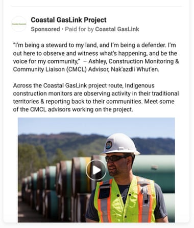 A Coastal GasLink ad targeting British Columbia in November 2021