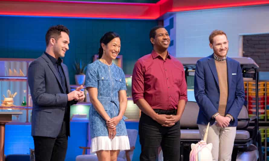 Baking Impossible host Justin Willman with judges Joanne Chang, Dr Hakeem Oluseyi and Andrew Smyth.
