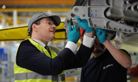 George Osborne at the Airbus factory in Filton, Bristol.