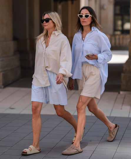 Models in Hamburg wear the Arizona, right, and the Boston clog, a current bestseller.