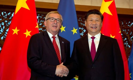 Chinese president Xi Jinping and European Commission president Jean-Claude Juncker in 2016. The EU-China document describes climate change as a ‘national security issue’.