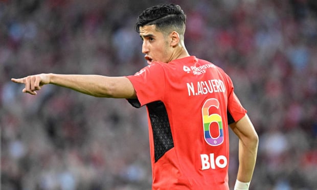 The Rennes defender Nayef Aguerd, pictured playing against Marseille this month.