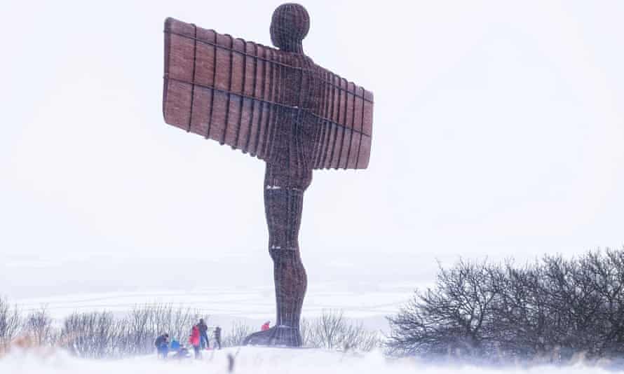 Sledging at the Angel of the North.