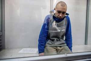 Kyiv, Ukraine: Russian soldier Vadim Shysimarin, 21, attends a court hearing