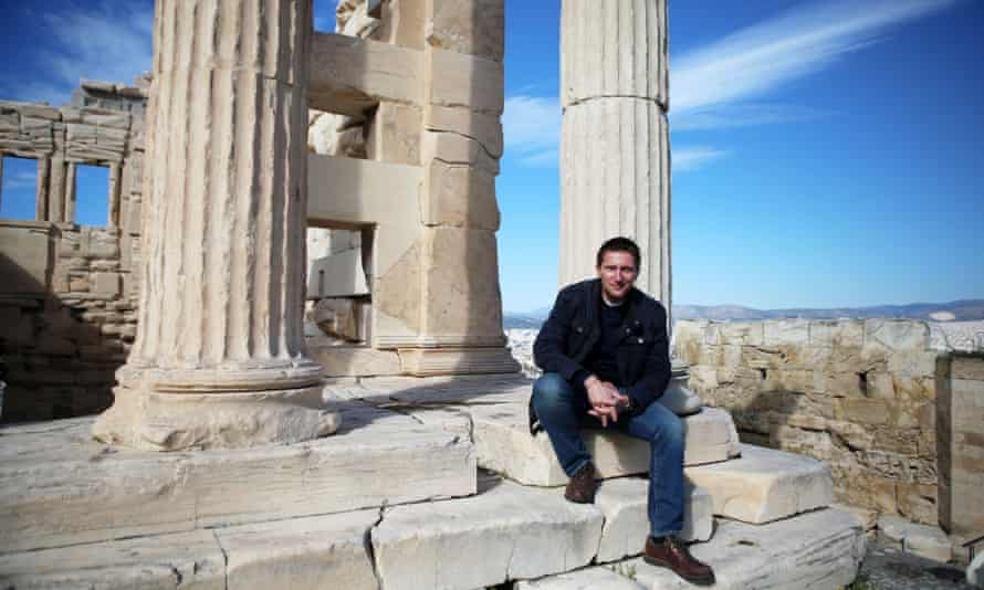 Michael Scott on the steps of the Erechtheion at the Acropolis.