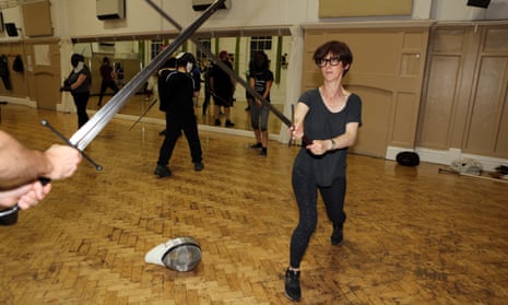 On guard ... Emma Beddington with her English longsword at the York School of Defence.
