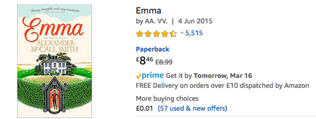 Screengrab of reviews for Alexander McCall Smith’s Emma