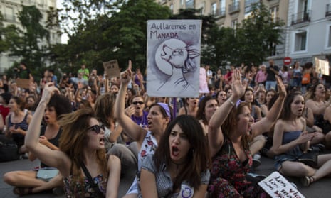 A demonstration held over the verdict in the ‘Wolf Pack’ case in Madrid, Spain.