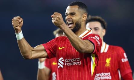 Cody Gakpo celebrates after scoring against Brighton