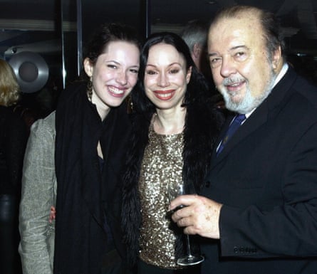 Rebecca Hall with her parents Sir Peter Hall and Maria Ewing at the first-night party for Mrs Warren’s Profession’ in London, 2002