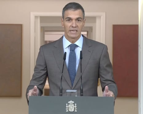 Spanish prime minister Pedro Sánchez delivers an institutional statement, announcing a snap election in Spain.