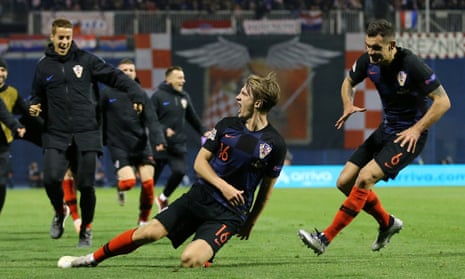 Scenes in Zagreb as Croatia grab a 3-2 victory over Spain through Tin Jedvaj’s second goal.