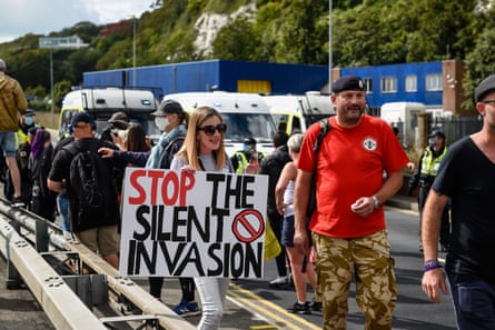 An anti-migrant protest in Dover in September 2020.