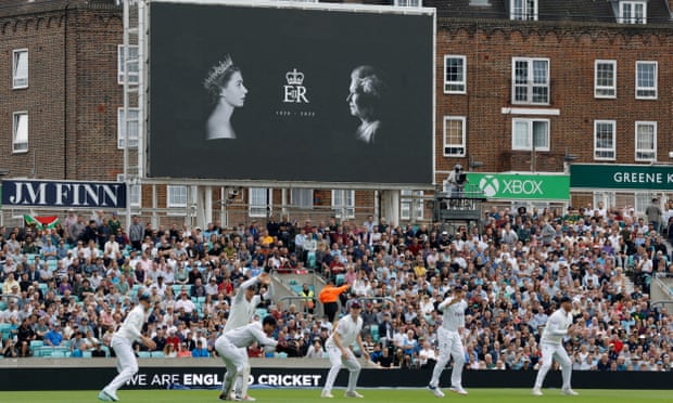 England's slip cordon during the third test between England and South Africa after the death of Queen Elizabeth II