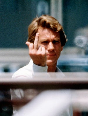 With a succinct message to the paparazzi, circa 1990