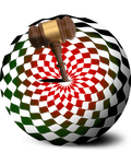 A gavel being pulled into a vortex.
