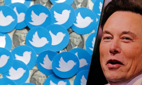 montage of Elon Musk face and twitter bird logos