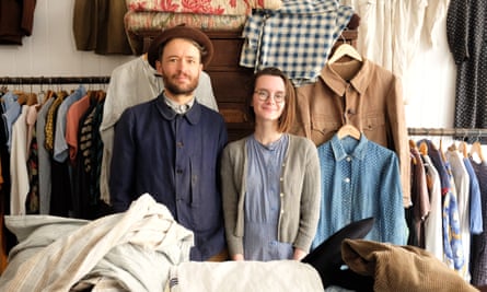 Adam Freeman and Rebecca Merrill in their Sunless Antiques store in St Leonards-on-Sea.