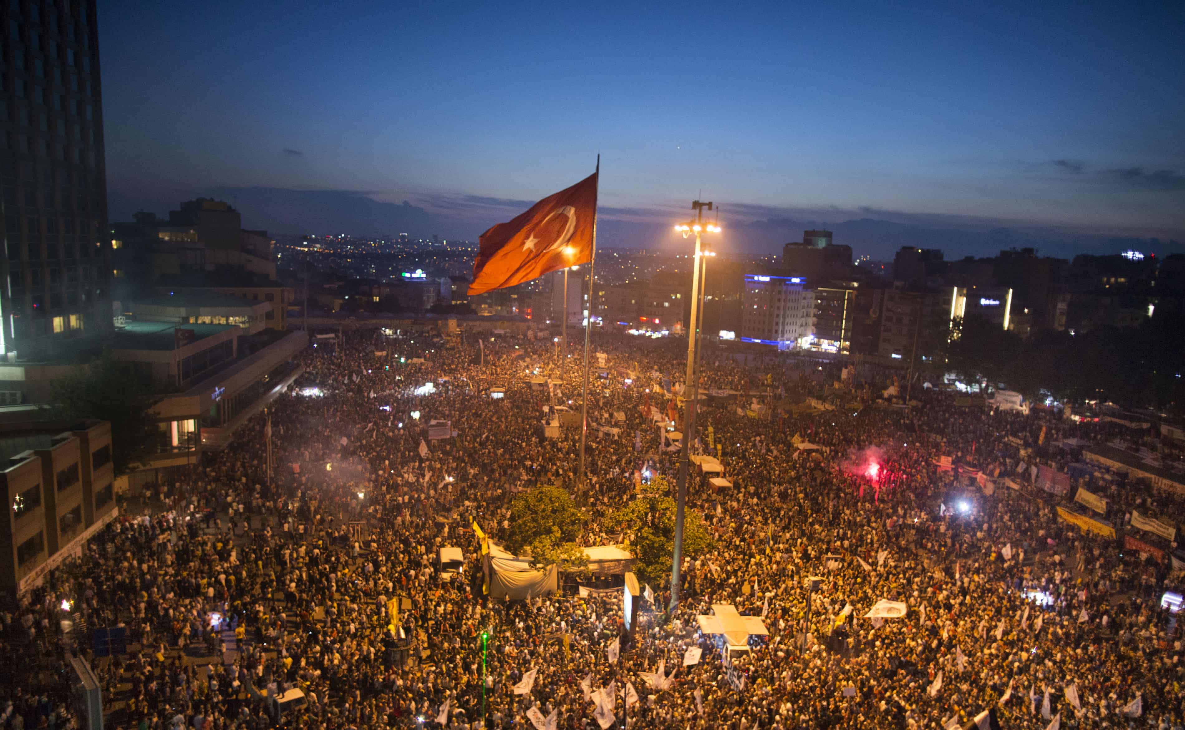 Large crowd gathered at Taksim Square
