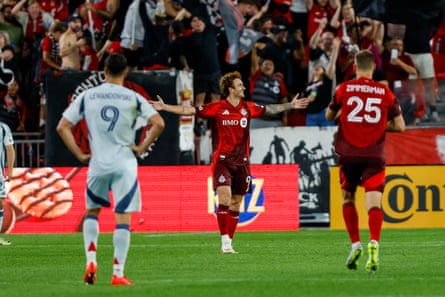 Toronto FC v Chicago FireJosh Sargent #9 of Toronto FC celebrates his third goal and hat-trick during a Major League Soccer game between Toronto FC and Chicago Fire at BMO Field in Toronto, Ontario, Canada, on September 5, 2026. (Photo by Indrawan Kumala/NurPhoto via Getty Images)