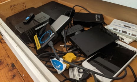 Digital drives and other storage mediums in a drawer
