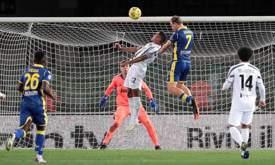 Antonin Barak climbs to head home Verona’s equaliser.