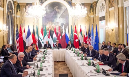 Delegates from 19 nations at Syria peace talks in Vienna.