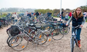 Bicycles by beach in the resort town of Renesse