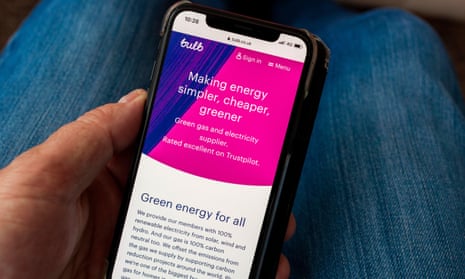 Bulb Energy website viewed on a mobile phone