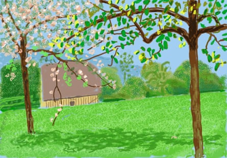 No 241, 23rd April 2020, from the Royal Academy show David Hockney: The Arrival of Spring, Normandy, 2020.