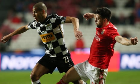 Aymen Tahar (left) in action for Boavista at Benfica in January 2019.