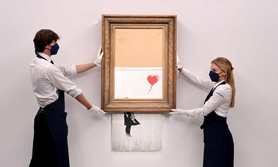 banksy sets auction record with 18 5m sale of shredded painting banksy the guardian banksy sets auction record with 18 5m sale of shredded painting banksy the guardian
