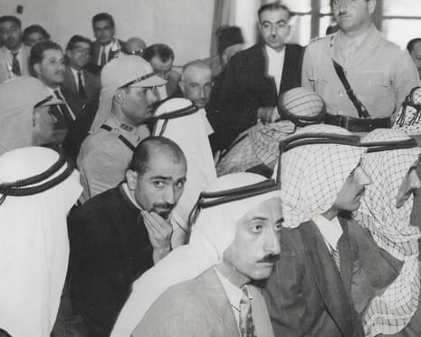Aziz Shehadeh (centre back) in court following the assassination of Abdullah, king of Jordan, 1951.
