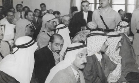 Aziz Shehadeh (centre back) in court following the assassination of Abdullah, king of Jordan, 1951.