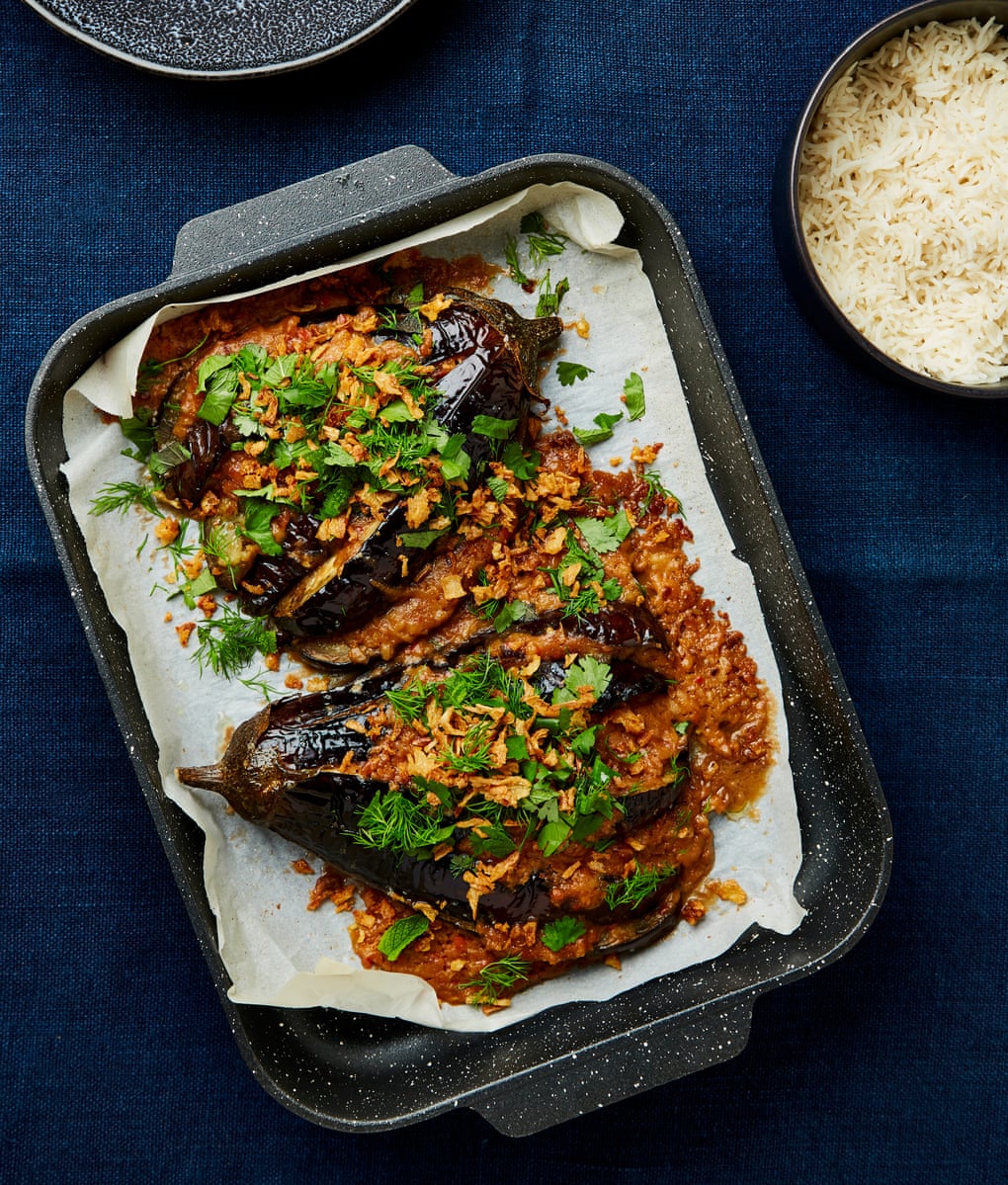 Meera Sodha’s satay sauce baked aubergine.