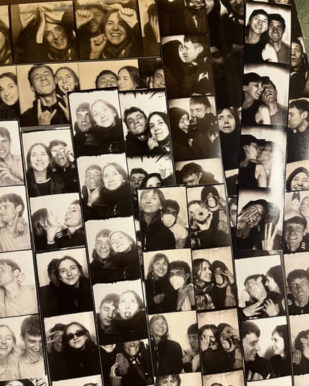 Stacks of photo booth strips of Laurence and Ellie