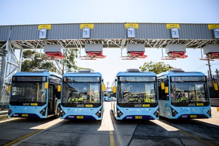 Electric battery buses at the Brookvale bus depot