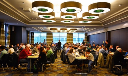 Contestants in the Four Nations Chess League tournament at Holiday Inn, Birmingham, in 2015.