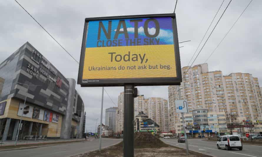 Digital board with a message to NATO
