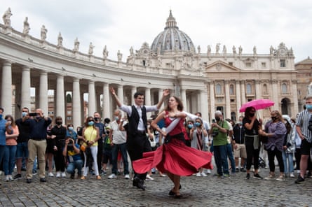 Pizzica dancers in St Peter’s square, Rome.