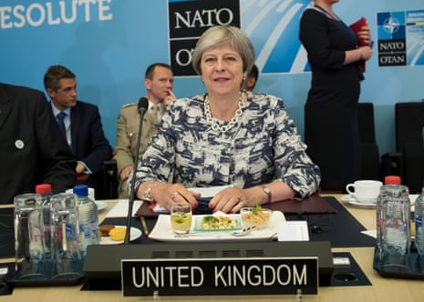 Theresa May during the Nato summit in Brussels.