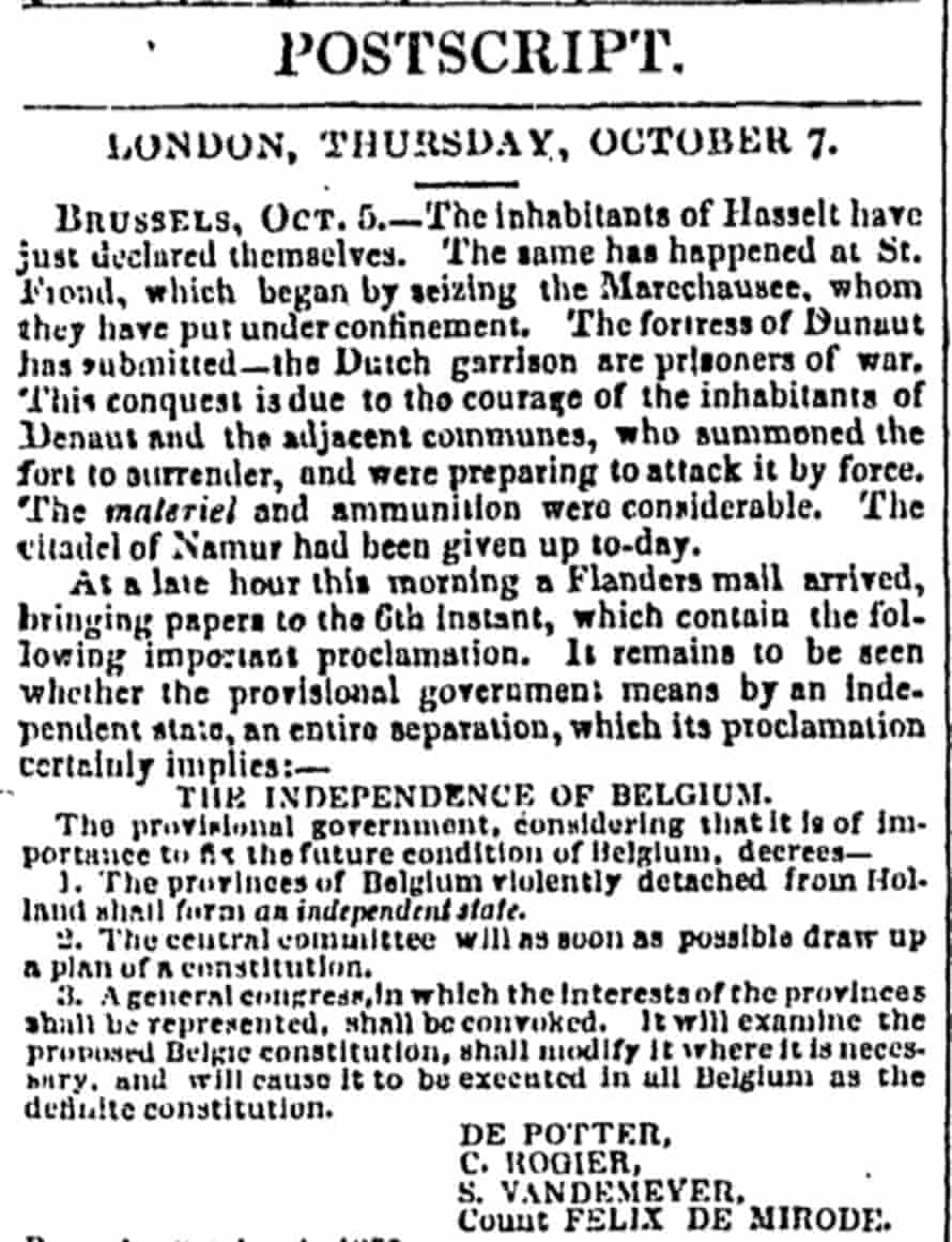 The Guardian, 9 October 1830.